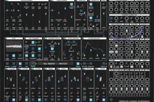 Microvolt 3901 plugin interface: semi-modular front panel with oscillators, filter, modulators, patch bay and virtual cables